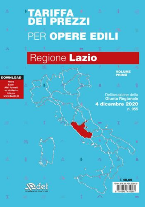Tariffa dei prezzi per opere edili 2020. Regione Lazio