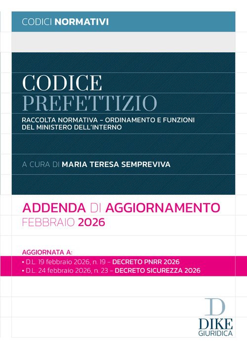 Codice prefettizio. Addenda di aggiornamento. Febbraio 2026