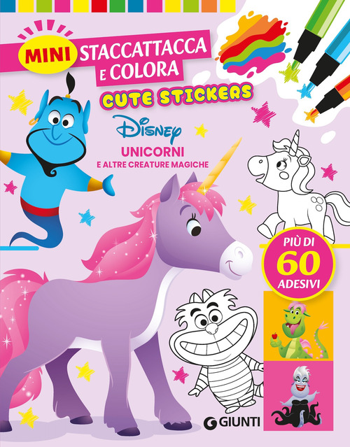 Unicorni e creature magiche. Cute stickers. Mini staccattacca e colora