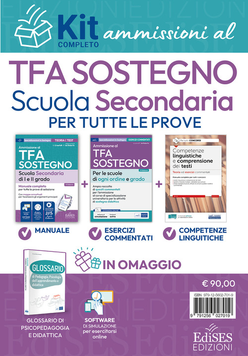 Kit ammissione al TFA Sostegno Scuola Secondaria 2026. Teoria e esercizi per tutte le prove