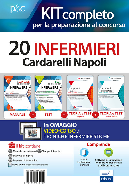 Kit concorso 20 infermieri AO Cardarelli Napoli. Volumi per la preparazione al concorso di infermiere