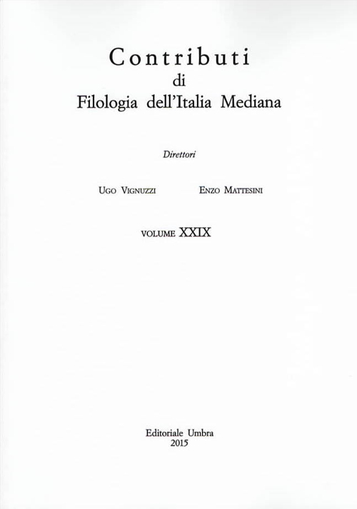 Contributi di filologia dell'Italia mediana (2015)