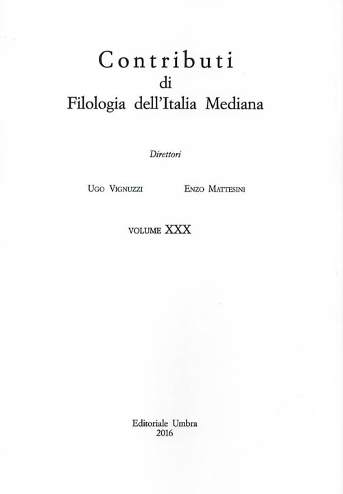 Contributi di filologia dell'Italia mediana