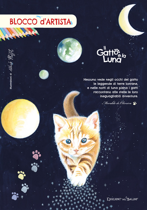 Blocco d'artista gatto e la luna