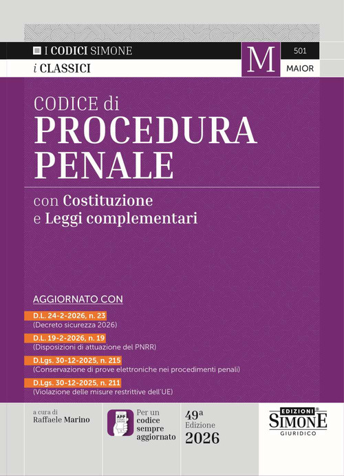 Codice di procedura penale con Costituzione e leggi complementari