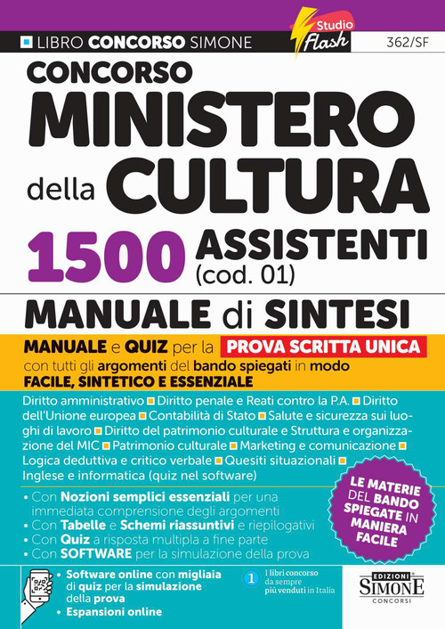 Concorso Ministero della Cultura 1500 assistenti (cod. 01). Manuale di sintesi