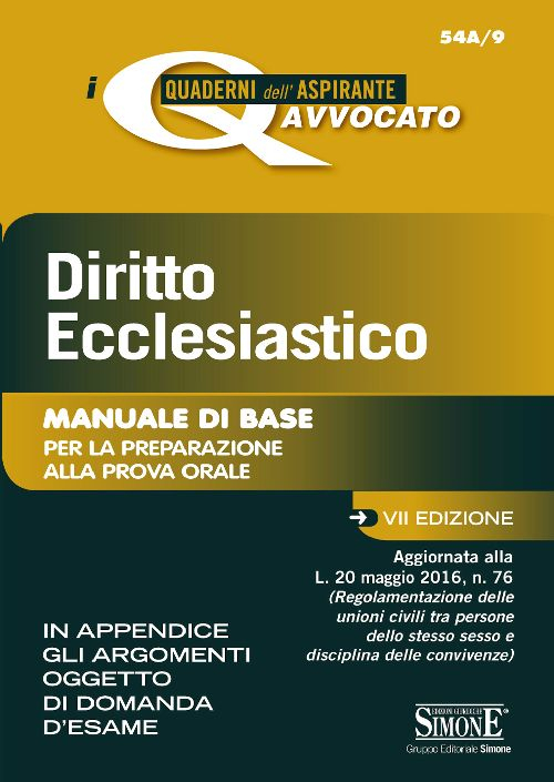 Diritto ecclesiastico. Manuale di base per la preparazione alla prova orale