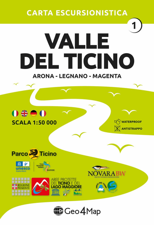 01 Valle del Ticino Arona, Legnano, Magenta. Carta escursionistica 1:50.000