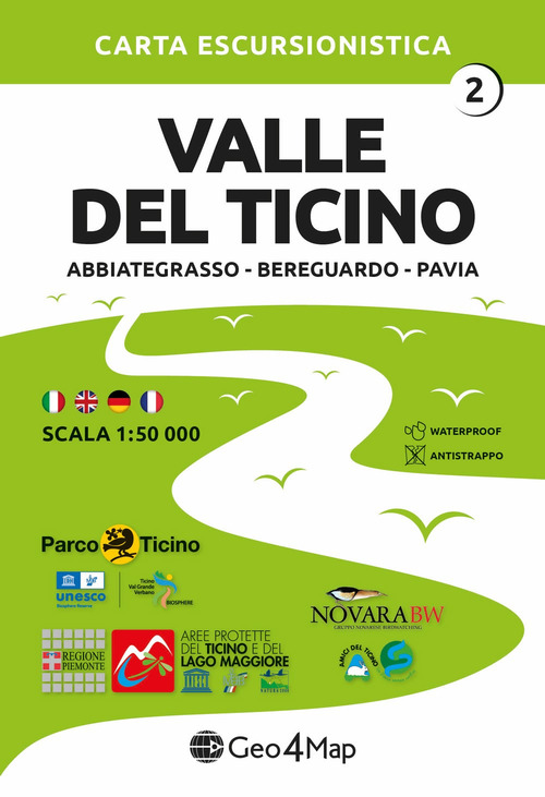 02 Valle del Ticino Abbiategrasso, Bereguardo, Pavia. Carta escursionistica 1:50.000