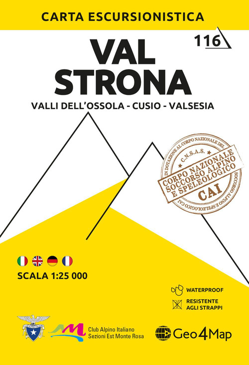 116 Val Strona. Valli dell'Ossola, Cusio, Valsesia 1:25.000