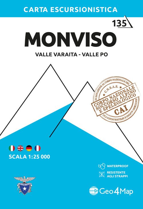 135 Monviso. Valle Varaita, Valle Po. Carta escursionistica 1:25 000