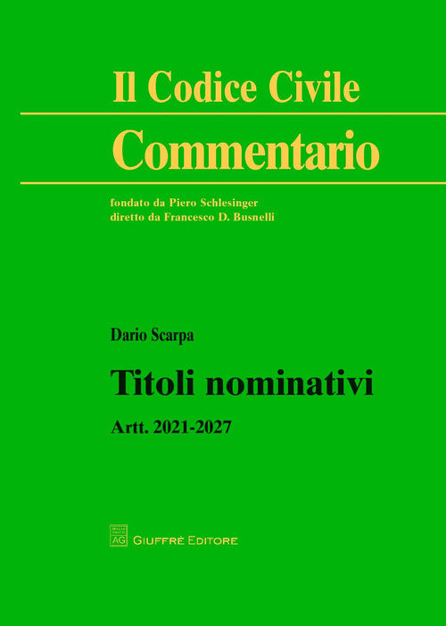Titoli nominativi. Artt. 2021-2027