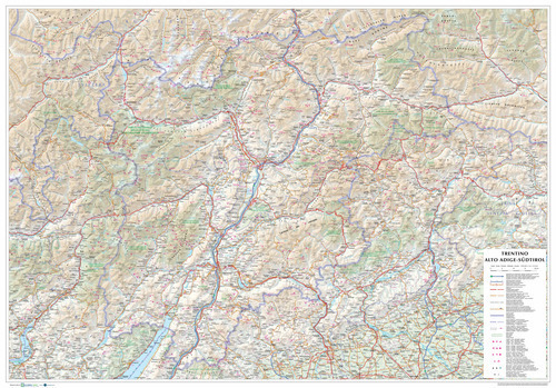 Trentino Alto Adige-Südtirol. Carta stradale della regione 1:250.000 (carta murale plastificata stesa con aste cm 96x67)