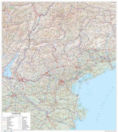 Veneto. Carta stradale della regione 1:250.000 (carta murale plastificata stesa con aste cm 86x96)