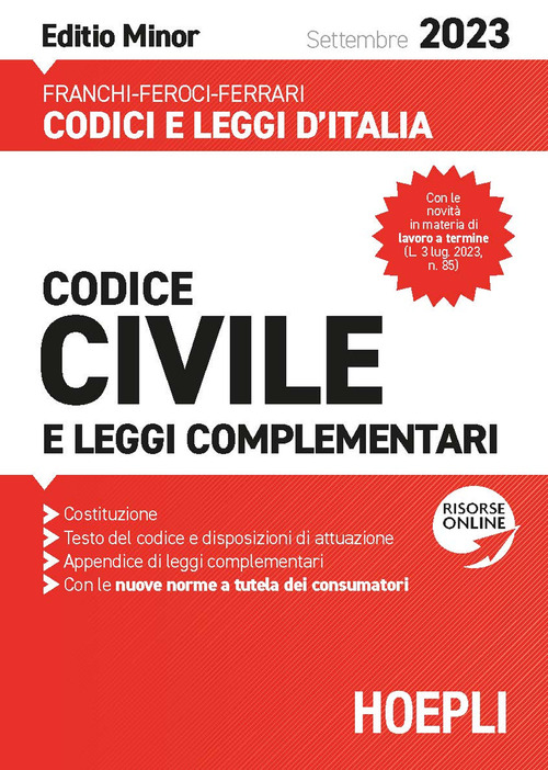 Codice civile e leggi complementari 2023. Ediz. minor