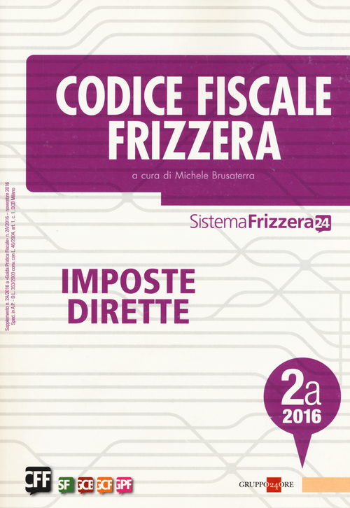 Codice fiscale Frizzera. Imposte dirette 2016
