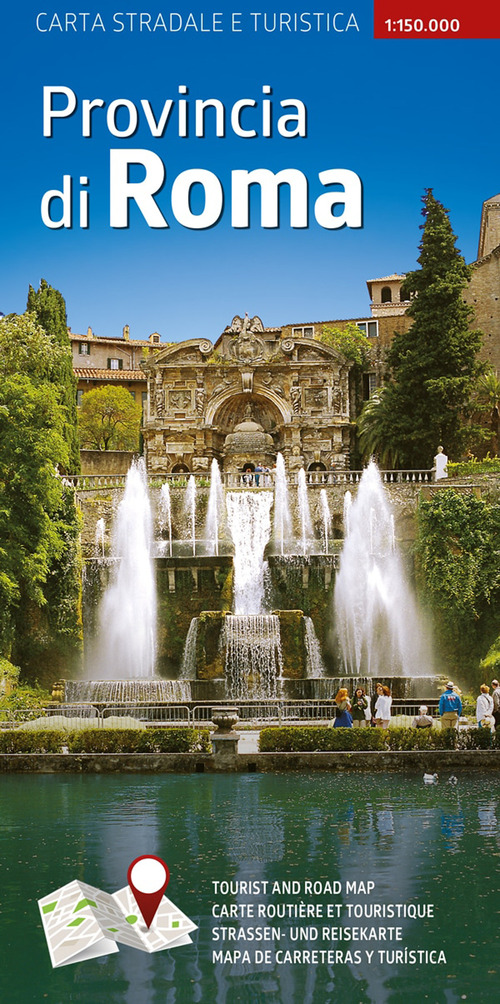 Carta stradale e turistica plastificata. Provincia di Roma. 1:150.000