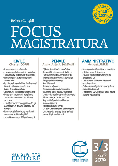 Focus magistratura. Concorso magistratura 2019: Civile, penale, amministrativo