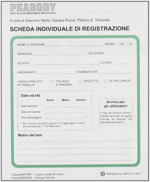 Peabody. Scheda individuale