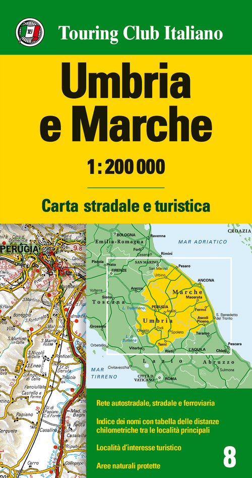 Umbria e Marche 1:200.000. Carta stradale e turistica