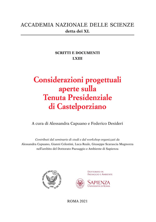 Considerazioni progettuali aperte sulla Tenuta Presidenziale di Castelporziano