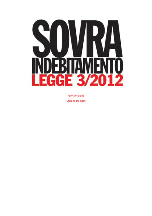 Sovraindebitamento. Legge 3/2012