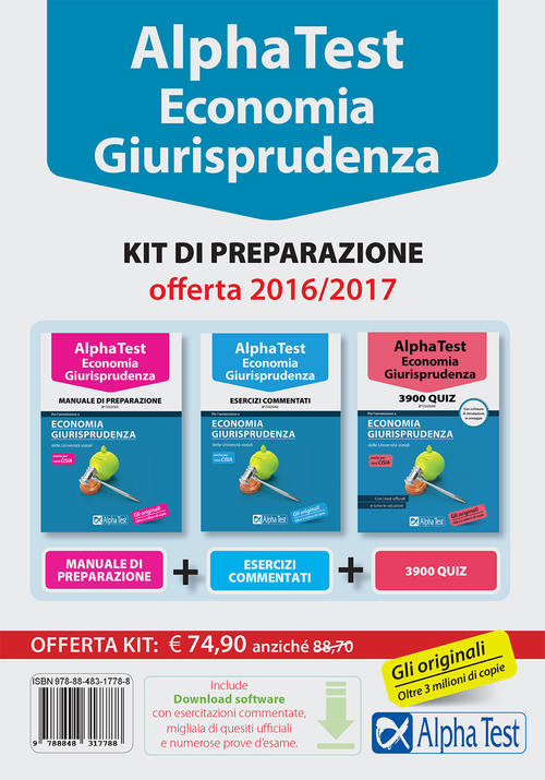 Alpha Test. Economia giurisprudenza. TOLC-E, TOLC-SU, TOLC-SPS. Kit di preparazione