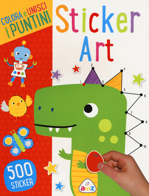 Colora e unisci i puntini. Con adesivi