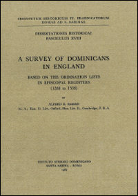 A Survey of dominicans in England based on the ordination lists in episcopal register (1268 to 1538)