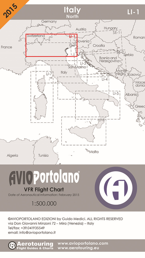 Avioportolano. VFR flight chart LI 1 Italy north