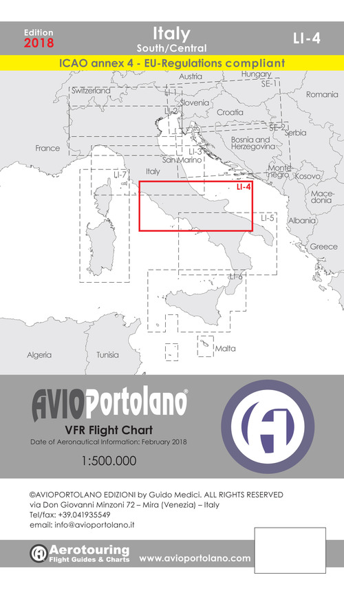 Avioportolano. VFR flight chart LI 4 Italy south-central