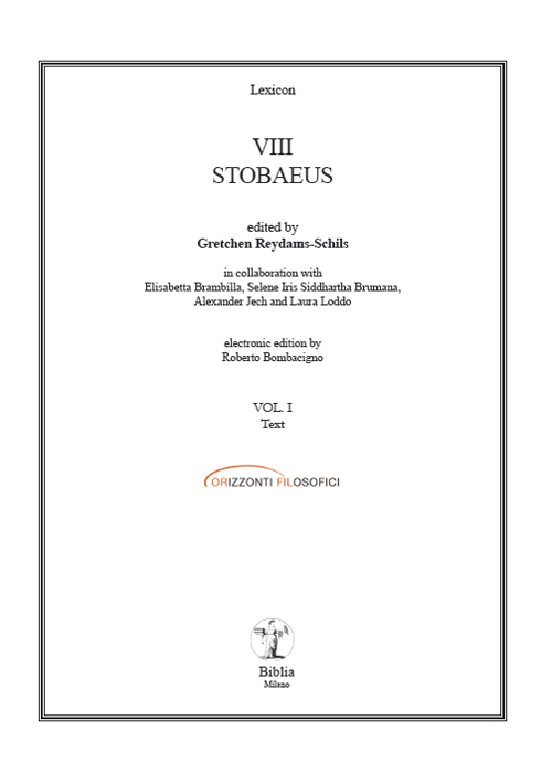 Stobaeus. Ediz. italiana, inglese, francese e tedesca. Testo greco antico a fronte