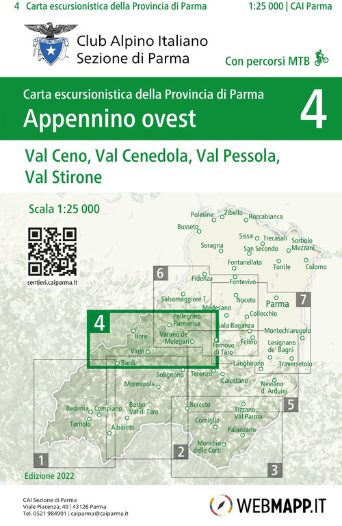 Appennino ovest. Val Ceno, Val Cenedola, Val Pessola, Val Stirone 1:25.000