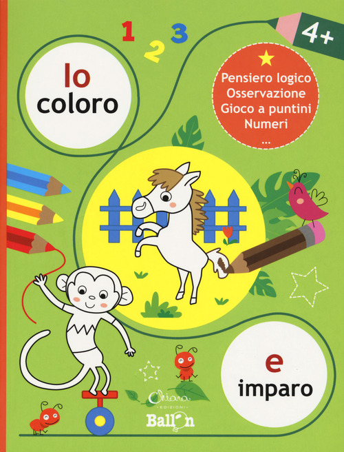 Io coloro e imparo 4+.Pensiero logico. Osservazione. Gioco a puntini. Numeri