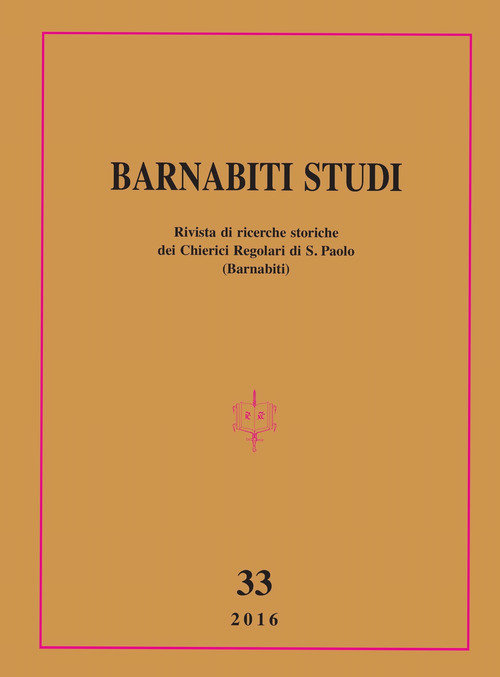 Barnabiti studi. Rivista di ricerche storiche dei Chierici Regolari di S. Paolo