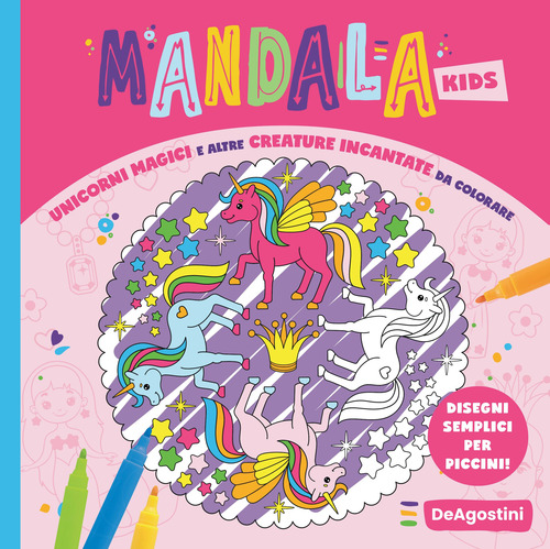 Unicorni magici e altre creature incantate da colorare. Mandala kids