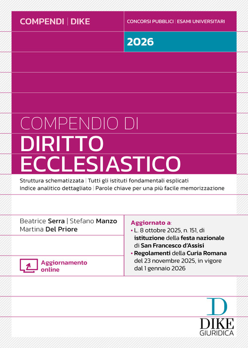 Compendio di diritto ecclesiastico 2026