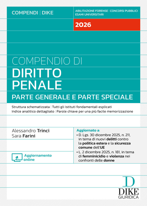 Compendio di diritto penale. Parte generale e parte speciale 2026