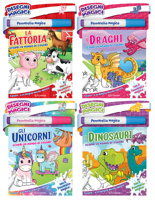 I draghi, gli unicorni, la fattoria, i dinosauri. Disegni magici