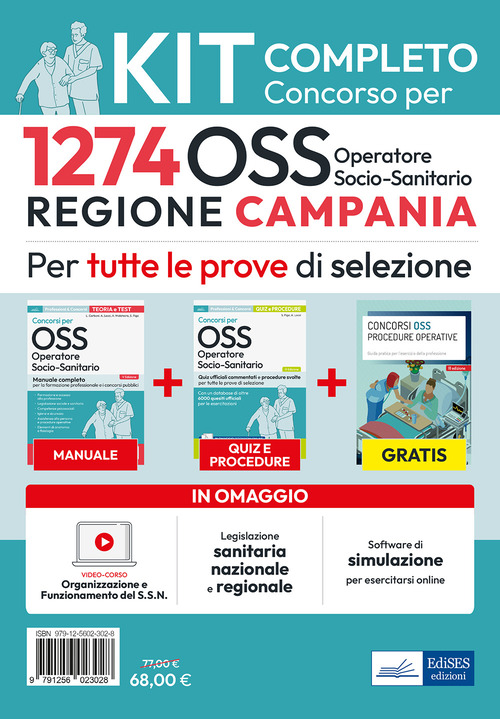 Kit concorso 1274 posti OSS Regione Campania. Manuale, test, guida OSS, video-corso, software