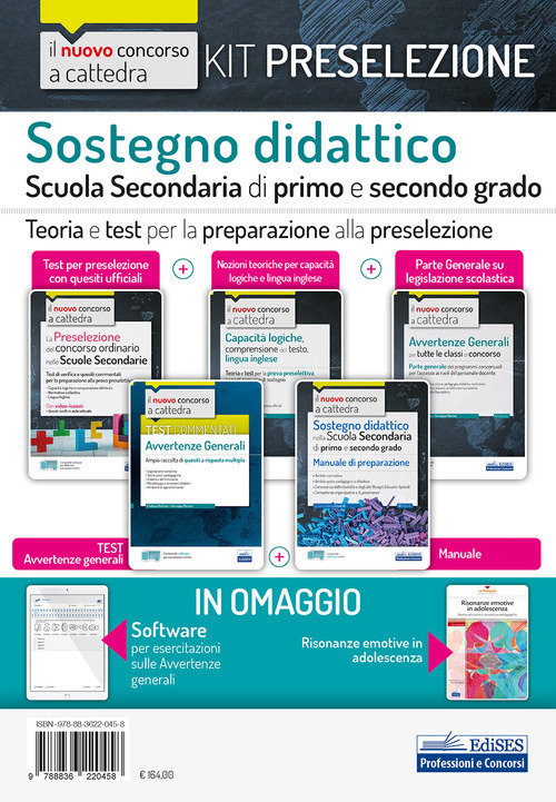 Kit preselezione sostegno didattico nella scuola secondaria. Manuali per la preselezione del concorso a cattedra in sostegno didattico scuola secondaria primo e secondo grado