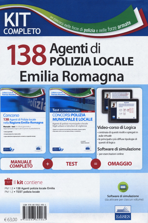 Kit 138 agenti di polizia locale Emilia Romagna: Concorso 138 agenti polizia locale Emilia Romagna. Manuale e test-I test del concorso Polizia municipale