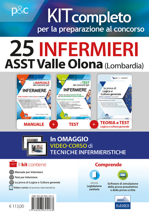 Kit concorso 25 Infermieri ASST Valle Olona Regione Lombardia. Manuali per la preparazione completa