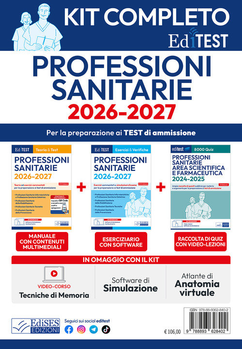 EdiTest. Kit test professioni sanitarie completo