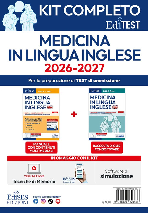 Kit completo EdiTEST Medicina in lingua inglese