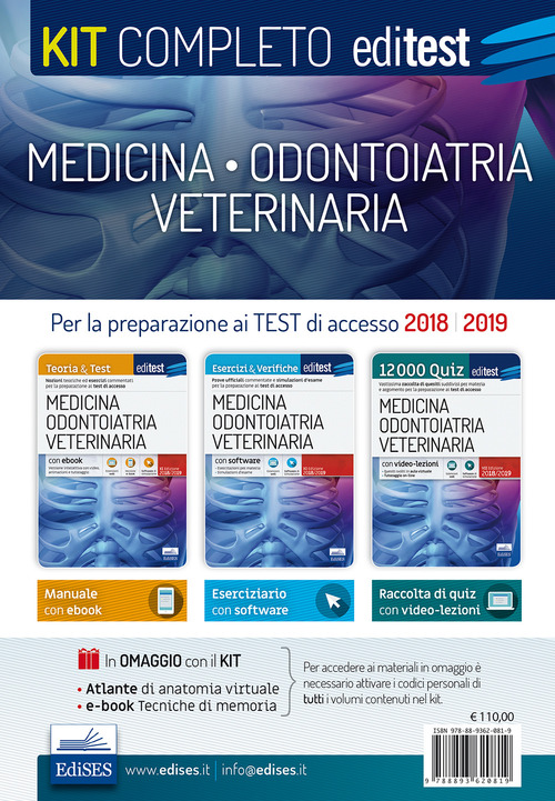 Kit completo medicina, odontoiatria, veterinaria. Teoria, esercizi svolti, prove ufficiali commentate e simulazioni d'esame per i test di accesso