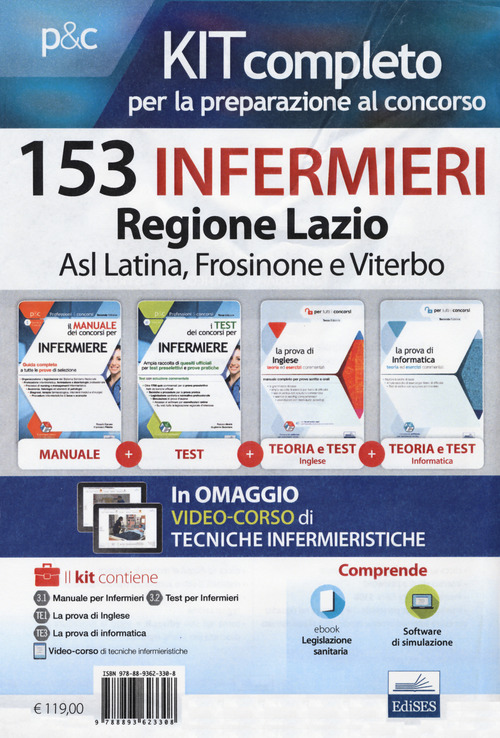 Kit completo per la preparazione al concorso 153 infermieri regione Lazio. Asl Latina, Frosinone e Viterbo