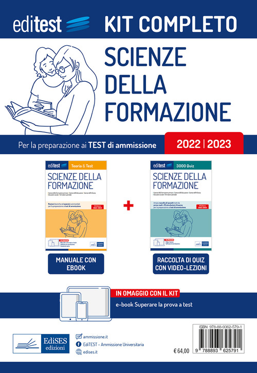 Kit completo test ammissione Scienze della formazione 2022: manuale di teoria e test-Raccolta di 3.000 quiz