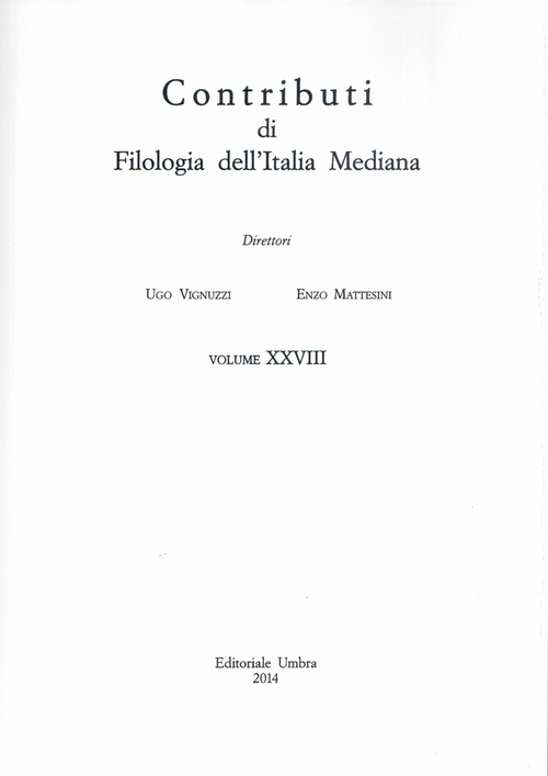 Contributi di filologia dell'Italia mediana (2014)