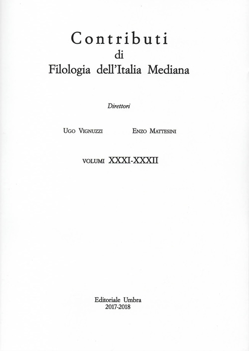 Contributi di filologia dell'Italia mediana